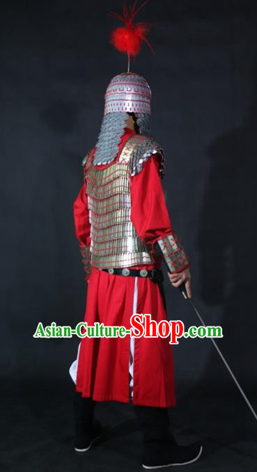 Chinese Traditional Tang Dynasty General Body Armor Ancient Soldier Swordsman Costumes for Men