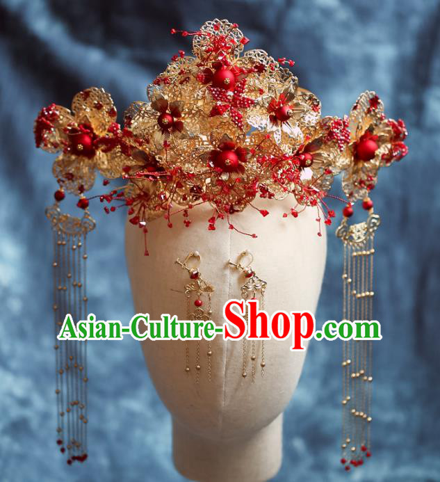 Chinese Traditional Wedding Hair Crown Hairpins Ancient Bride Hair Accessories for Women