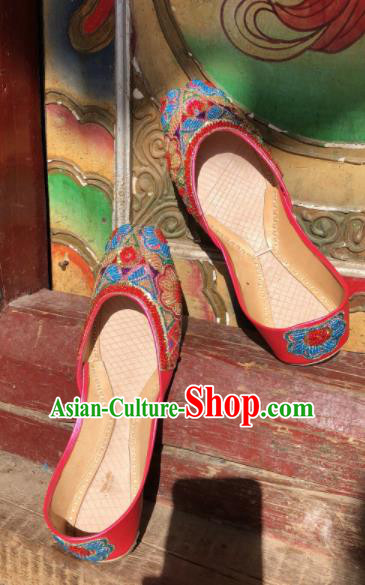 Asian India Traditional Beading Red Shoes Indian Handmade Shoes for Women