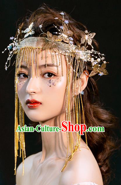 Top Grade Baroque Golden Tassel Hair Clasp Wedding Bride Hair Accessories for Women