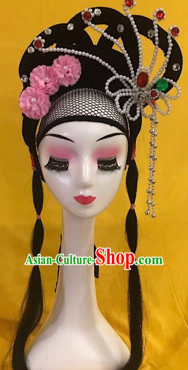 Traditional Chinese Opera Diva Wig Sheath and Phoenix Hairpins Headdress Peking Opera Goddess Hair Accessories for Women