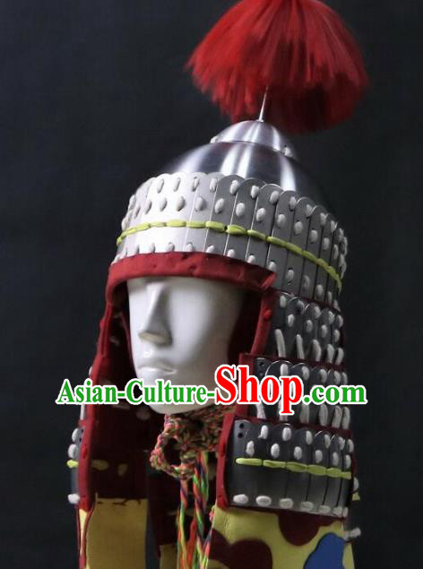 Chinese Traditional Ming Dynasty General Helmet Ancient Soldier Hat Headwear for Men