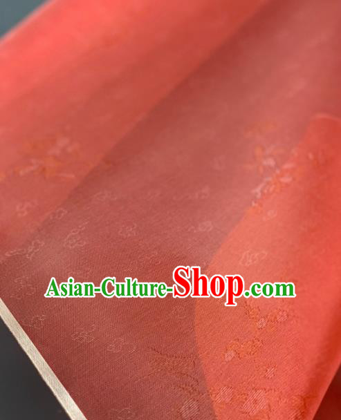 Chinese Traditional Classical Clouds Pattern Design Watermelon Red Silk Fabric Asian Hanfu Material