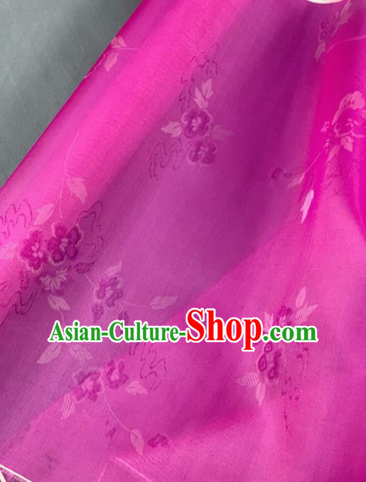 Chinese Traditional Classical Flowers Pattern Design Rosy Silk Fabric Asian Hanfu Material