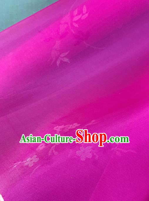 Chinese Traditional Classical Orchid Pattern Design Rosy Silk Fabric Asian Hanfu Material