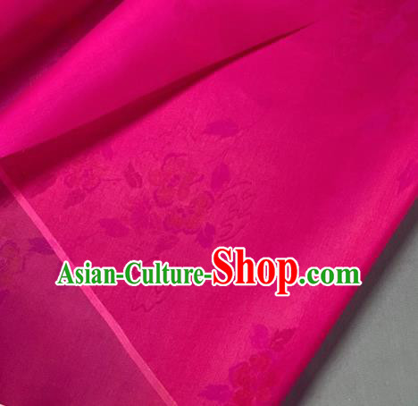 Chinese Traditional Classical Flowers Pattern Design Rosy Silk Fabric Asian Hanfu Material