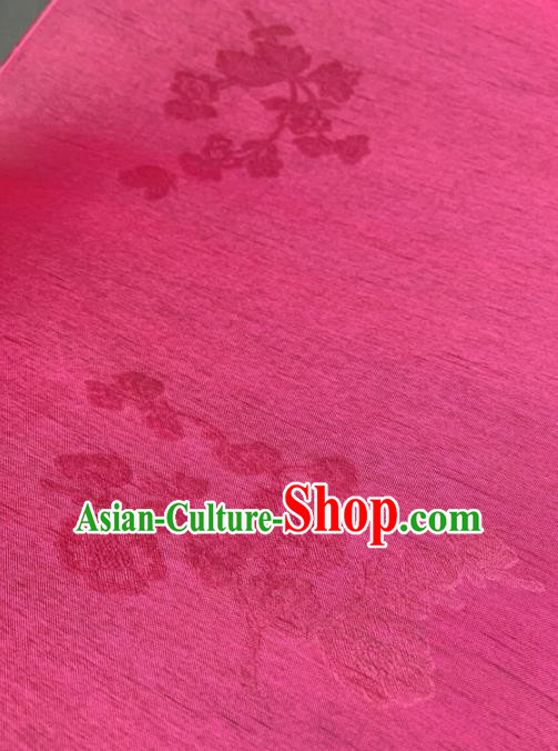 Chinese Traditional Classical Plum Blossom Pattern Design Rosy Silk Fabric Asian Hanfu Material