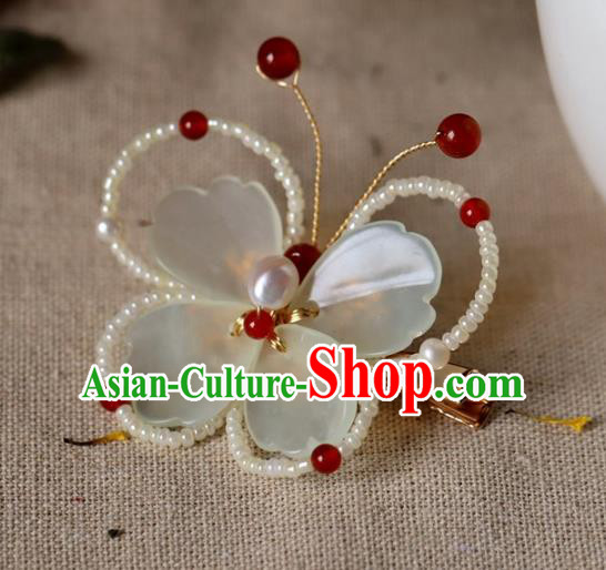 Traditional Chinese Handmade Beads Butterfly Hair Claw Headdress Ancient Hanfu Hair Accessories for Women