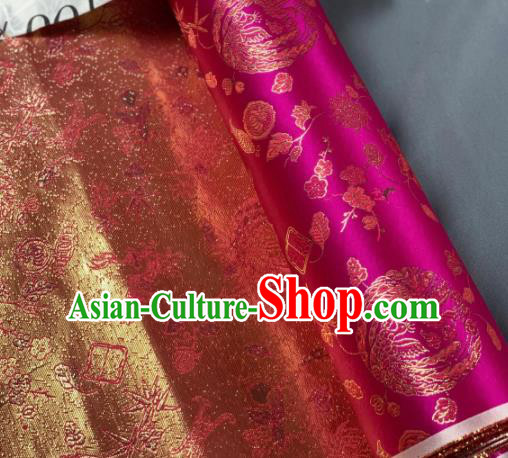 Chinese Classical Bamboo Leaf Pattern Design Rosy Silk Fabric Asian Traditional Hanfu Brocade Material
