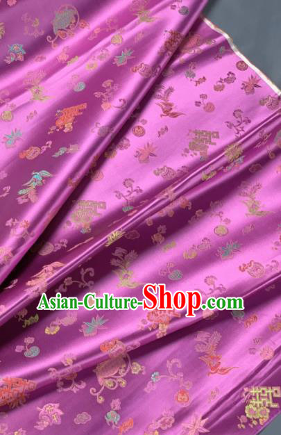 Chinese Classical Phoenix Bamboo Pattern Design Lilac Silk Fabric Asian Traditional Hanfu Brocade Material