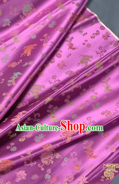 Chinese Classical Phoenix Bamboo Pattern Design Lilac Silk Fabric Asian Traditional Hanfu Brocade Material
