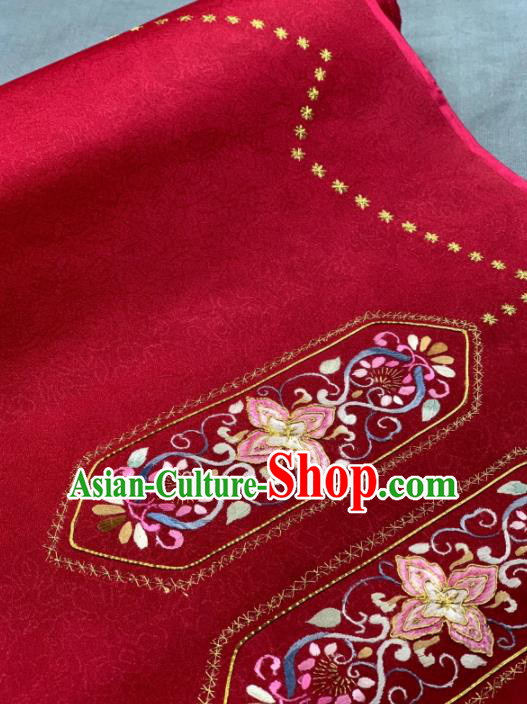 Chinese Classical Embroidered Pattern Design Red Silk Fabric Asian Traditional Hanfu Brocade Material