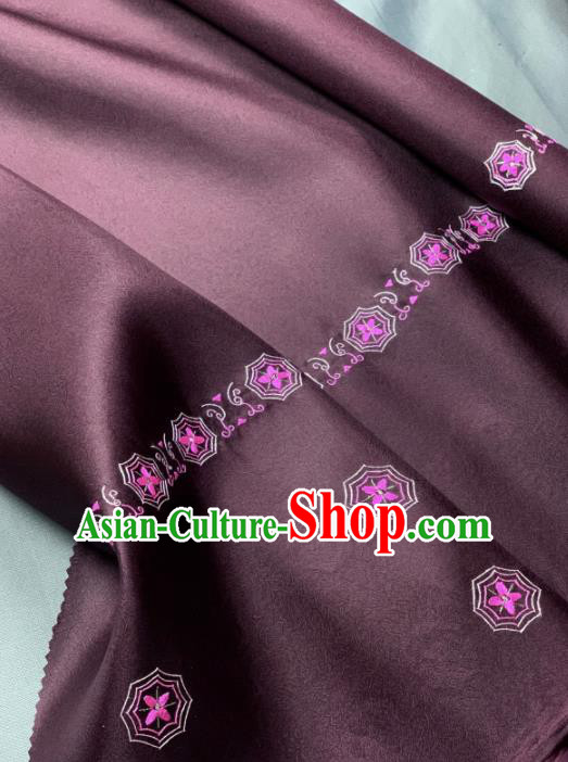 Chinese Classical Embroidered Pattern Design Purple Silk Fabric Asian Traditional Hanfu Brocade Material