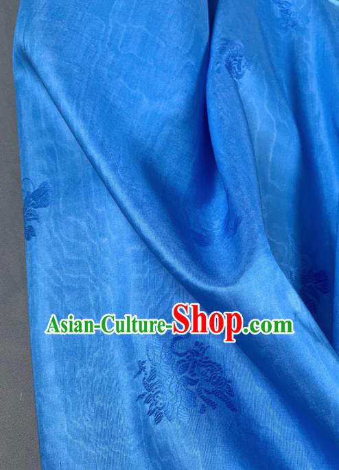 Chinese Classical Flowers Pattern Design Light Blue Silk Fabric Asian Traditional Hanfu Brocade Material