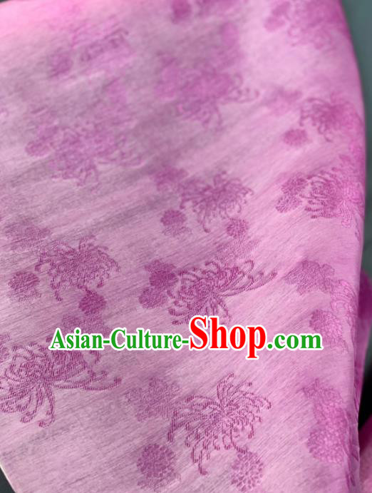 Chinese Classical Chrysanthemum Pattern Design Lilac Silk Fabric Asian Traditional Hanfu Brocade Material