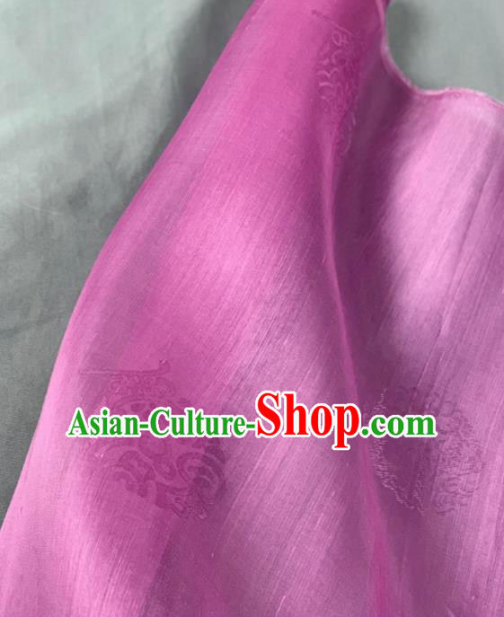 Chinese Classical Round Pattern Design Lilac Silk Fabric Asian Traditional Hanfu Brocade Material
