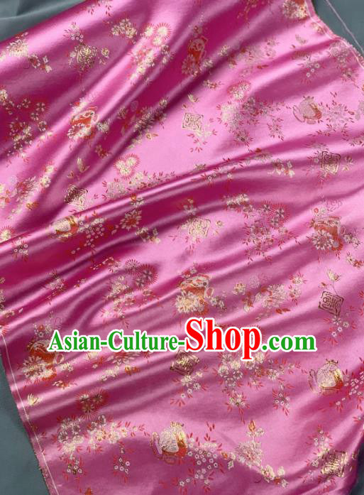 Chinese Classical Flowers Pattern Design Pink Silk Fabric Asian Traditional Hanfu Brocade Material