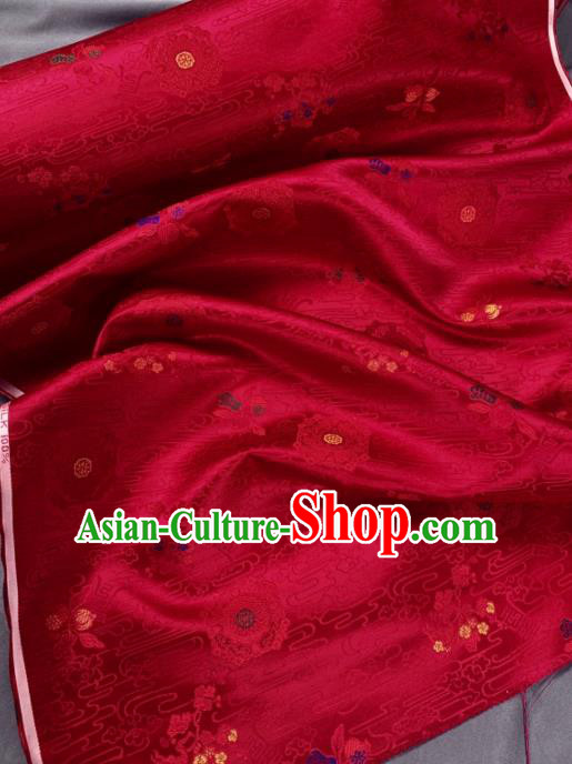 Chinese Classical Pattern Design Red Silk Fabric Asian Traditional Hanfu Brocade Material