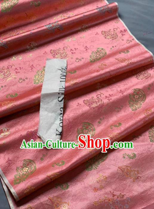 Chinese Classical Plum Blossom Pattern Design Orange Silk Fabric Asian Traditional Hanfu Brocade Material