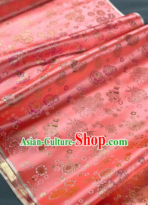 Chinese Classical Chrysanthemum Pattern Design Orange Silk Fabric Asian Traditional Hanfu Brocade Material