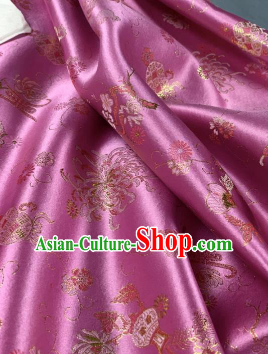 Chinese Classical Clouds Pattern Design Lilac Silk Fabric Asian Traditional Hanfu Brocade Material