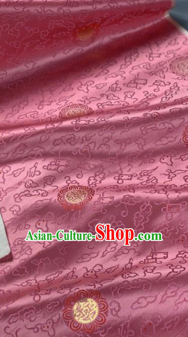 Chinese Classical Clouds Pattern Design Pink Silk Fabric Asian Traditional Hanfu Brocade Material