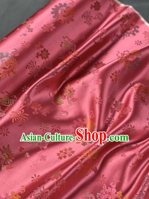 Chinese Classical Chrysanthemum Pattern Design Peach Pink Silk Fabric Asian Traditional Hanfu Brocade Material