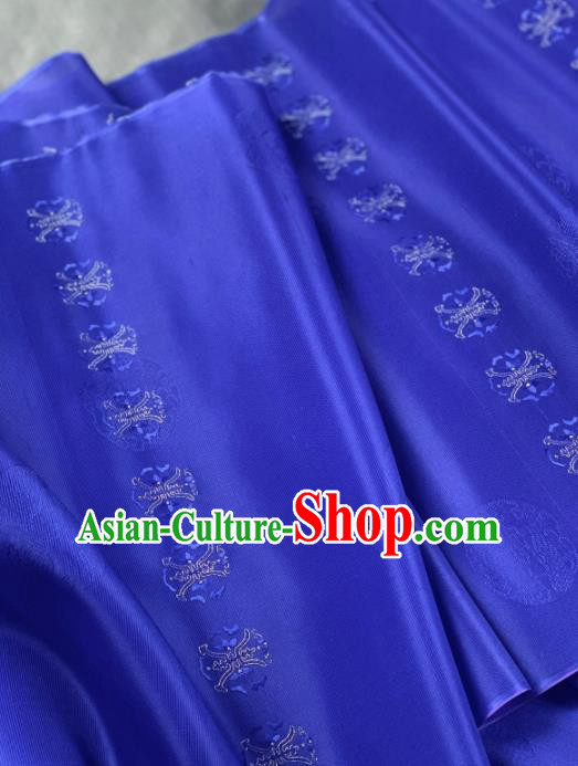 Chinese Classical Embroidered Pattern Design Royalblue Silk Fabric Asian Traditional Hanfu Material