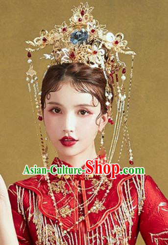 Traditional Chinese Wedding Phoenix Coronet Hairpins Headdress Ancient Bride Hair Accessories for Women