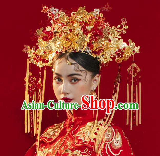 Traditional Chinese Wedding Phoenix Coronet Hairpins Headdress Ancient Empress Hair Accessories for Women