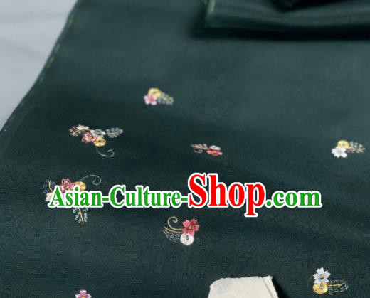 Asian Chinese Traditional Embroidered Pattern Design Atrovirens Silk Fabric Hanfu Material