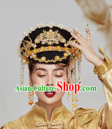 Traditional Chinese Qing Dynasty Phoenix Coronet Hat Headdress Ancient Queen Hair Accessories for Women