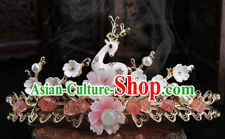 Traditional Chinese Handmade Deer Hairpins Headdress Ancient Hanfu Hair Accessories for Women