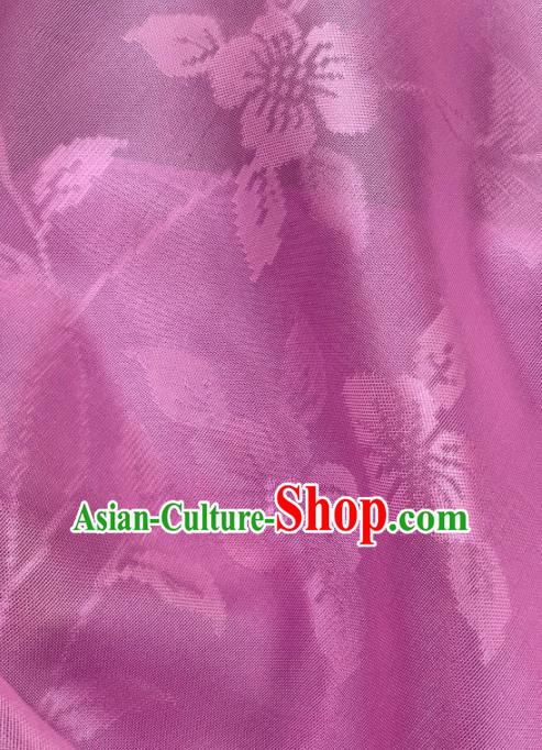 Chinese Traditional Classical Flowers Pattern Design Rosy Silk Fabric Asian Hanfu Material