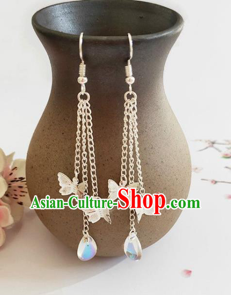 Traditional Chinese Handmade Butterfly Earrings Ancient Hanfu Ear Accessories for Women