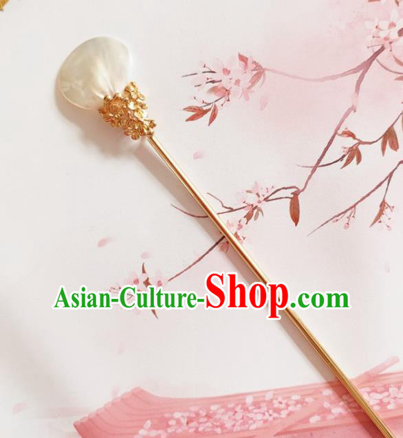 Traditional Chinese Golden Shell Hairpin Headdress Ancient Court Hair Accessories for Women