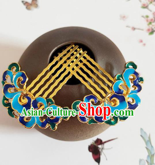 Traditional Chinese Little Blueing Hair Comb Headdress Ancient Court Hair Accessories for Women