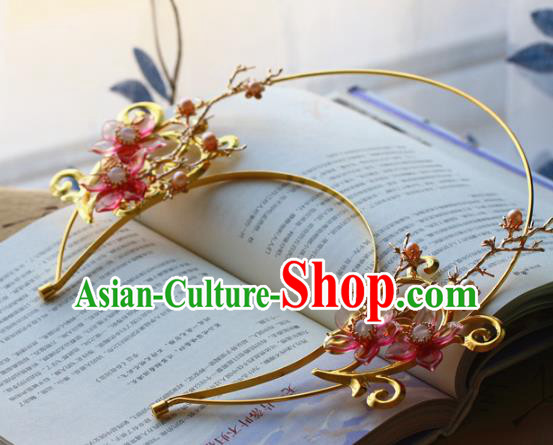 Traditional Chinese Queen Plum Golden Hair Clasp Headdress Ancient Wedding Hair Accessories for Women