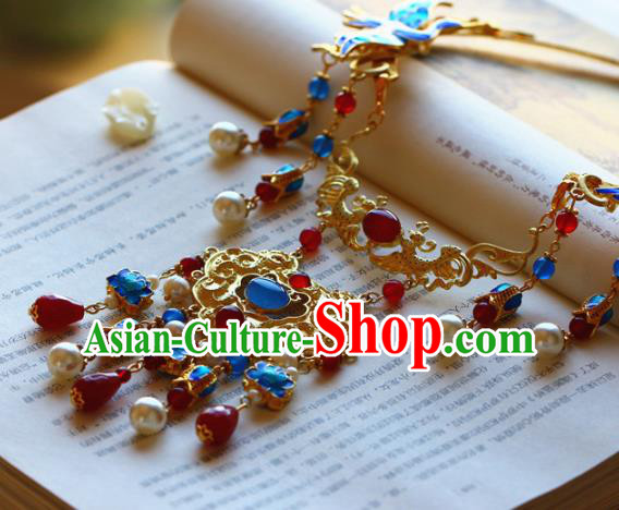 Traditional Chinese Handmade Gems Phoenix Necklace Ancient Hanfu Pearls Necklet Accessories for Women