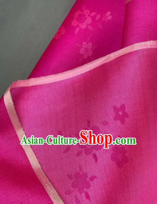 Chinese Traditional Classical Plum Blossom Pattern Design Rosy Silk Fabric Asian Hanfu Material