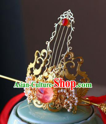 Traditional Chinese Golden Hairdo Crown and Hairpin Headdress Ancient Swordsman Hair Accessories for Men