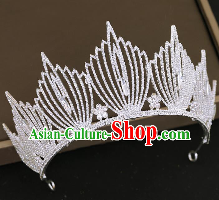 Top Grade Princess Crystal Royal Crown Handmade Baroque Bride Hair Accessories for Women