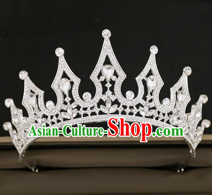 Top Grade Baroque Princess Crystal Royal Crown Handmade Wedding Bride Hair Accessories for Women