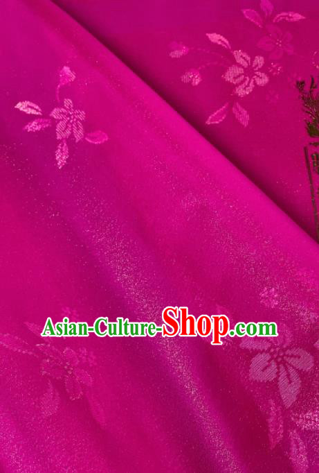 Chinese Traditional Classical Flowers Pattern Design Rosy Silk Fabric Asian Hanfu Material