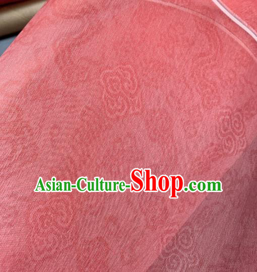 Chinese Traditional Classical Clouds Pattern Design Peach Pink Silk Fabric Asian Hanfu Material