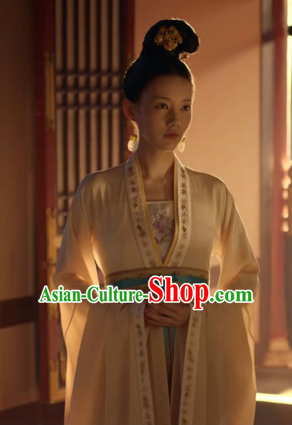 Chinese Ancient Court Maid Lu Wenxi Drama Royal Nirvana Replica Costumes and Headpiece Complete Set