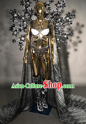 Top Stage Show Brazilian Carnival Costume Catwalks Deluxe Miami Black Stars Wings for Women