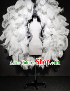 Top Miami Catwalks White Feather Wings Stage Show Brazilian Carnival Costume for Women