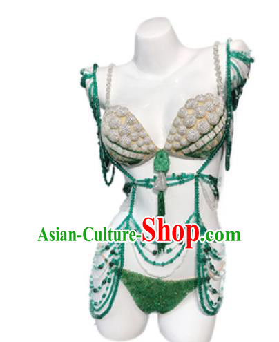 Top Miami Catwalks Green Underwear Stage Show Brazilian Carnival Costume for Women