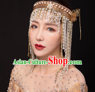 Traditional Chinese Stage Show Tassel Golden Hair Clasp Headdress Handmade Catwalks Hair Accessories for Women